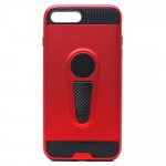 Wholesale iPhone 8 Plus / 7 Plus Metallic Plate Stand Case Work with Magnetic Mount Holder (Red)